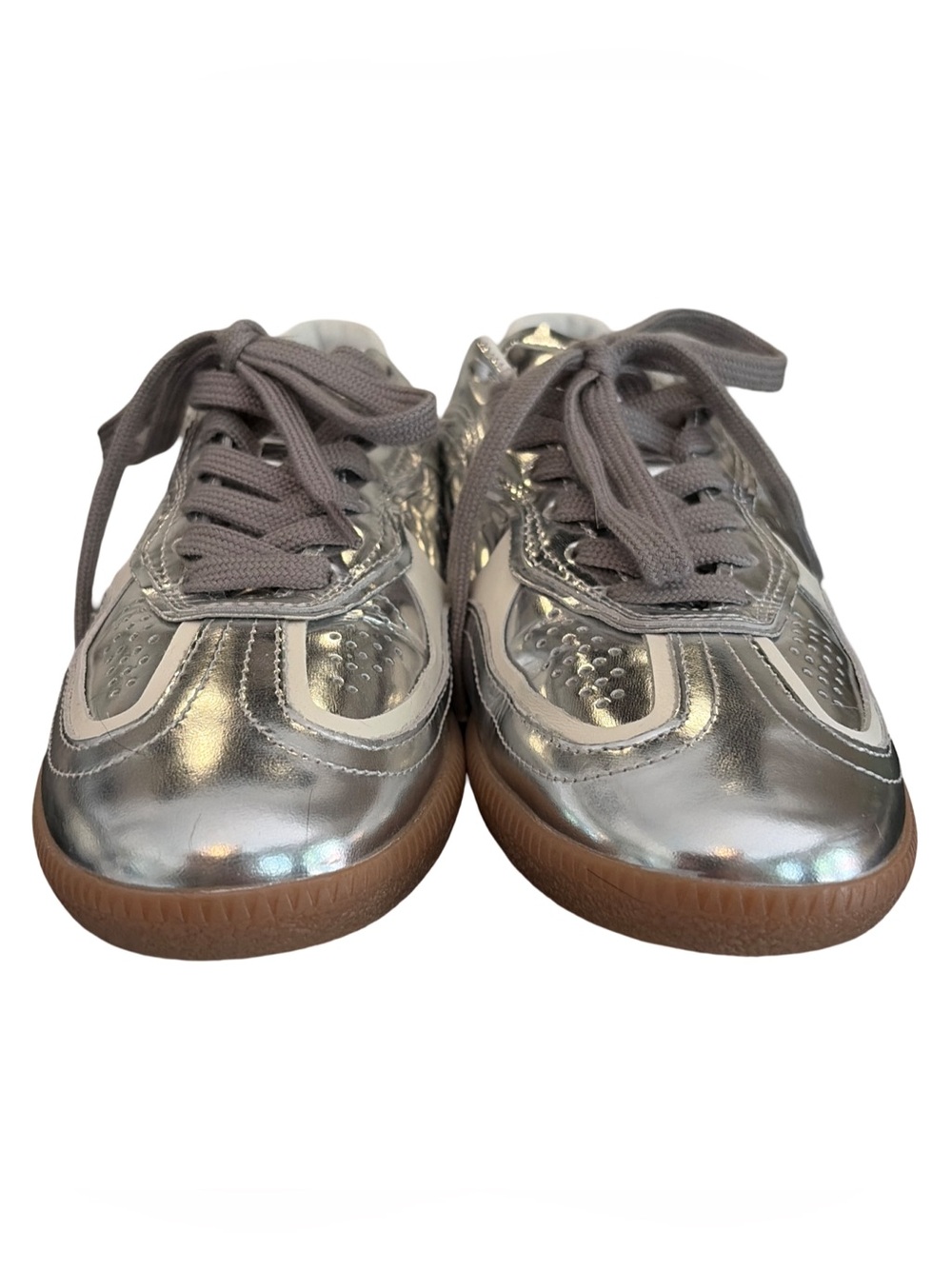 Alohas Tb.490 Women’s Sz 39 Silver Metallic Leather Rife Fashion Sneakers - Picture 2 of 9